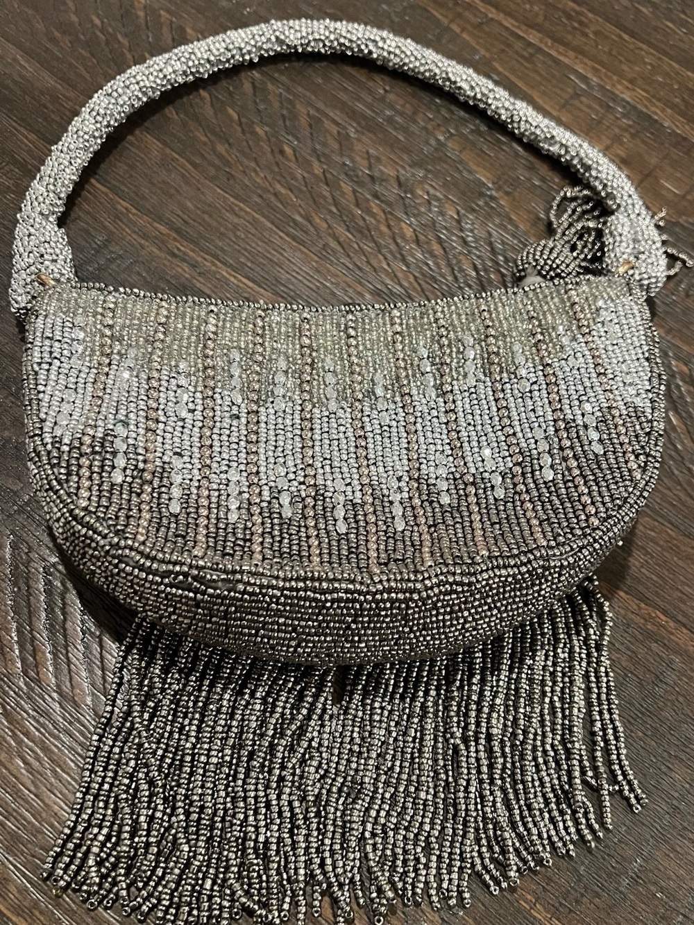 Anthropologie Half Moon beaded shoulder bag featuring beaded fringe NWOT